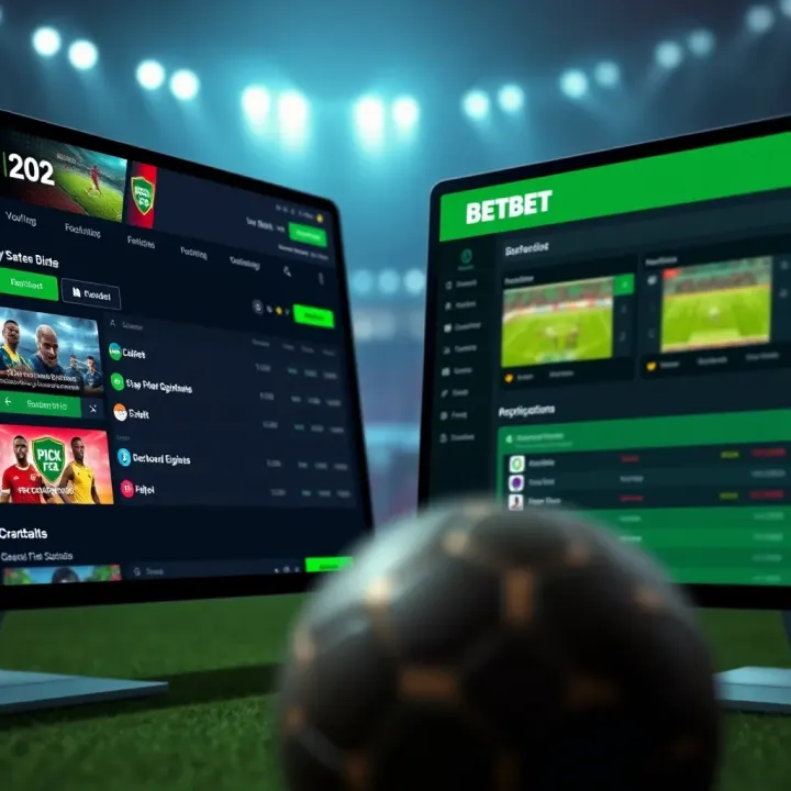 User interface comparison of two Nigerian sports betting platforms showing various sports betting options