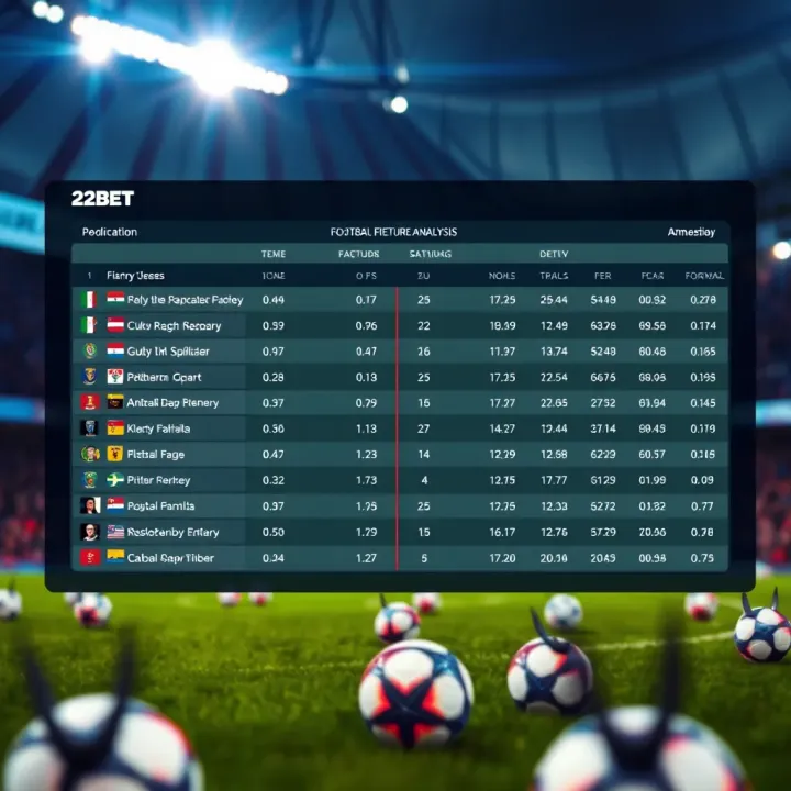 Detailed football fixture analysis chart with team statistics and key performance indicators