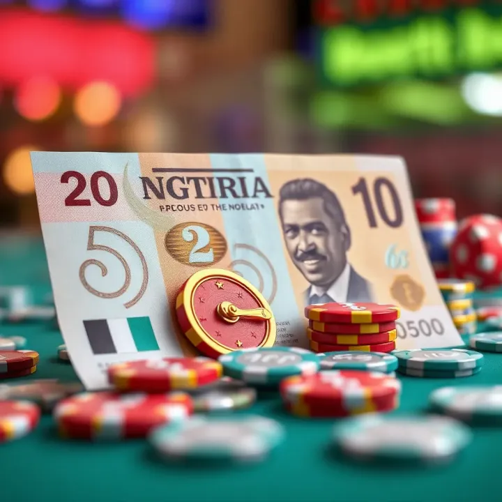 Illustration of Nigerian currency and casino tokens representing slot game betting