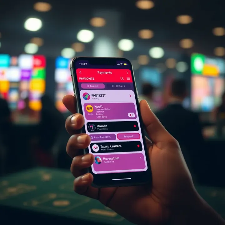 Mobile phone showing secure payment methods and account management features in 22Bet app