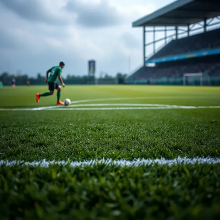 Close-up of a football pitch with strategic markings and player positioning concepts