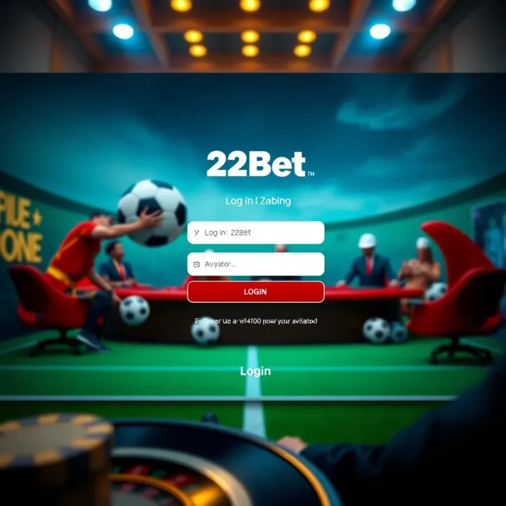 User interface showing login screen on 22Bet Nigeria platform