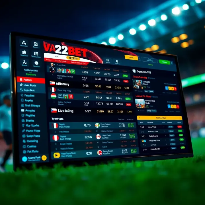 User interface showcasing Livescore CZ features and betting options on 22Bet