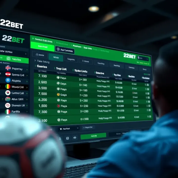 Illustration showing a digital betting platform interface with highlighted maximum stake limits for various sports events