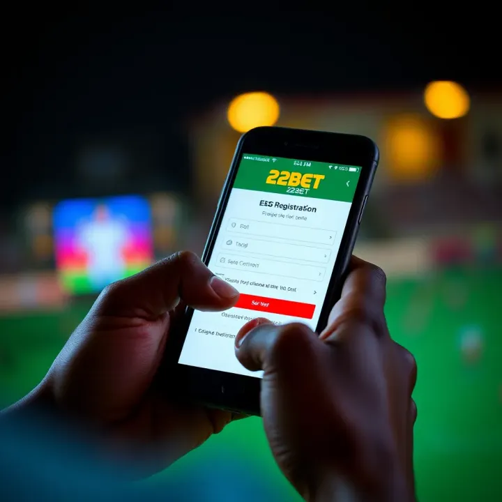 Smartphone displaying the 22Bet mobile lite registration screen on a Nigerian network