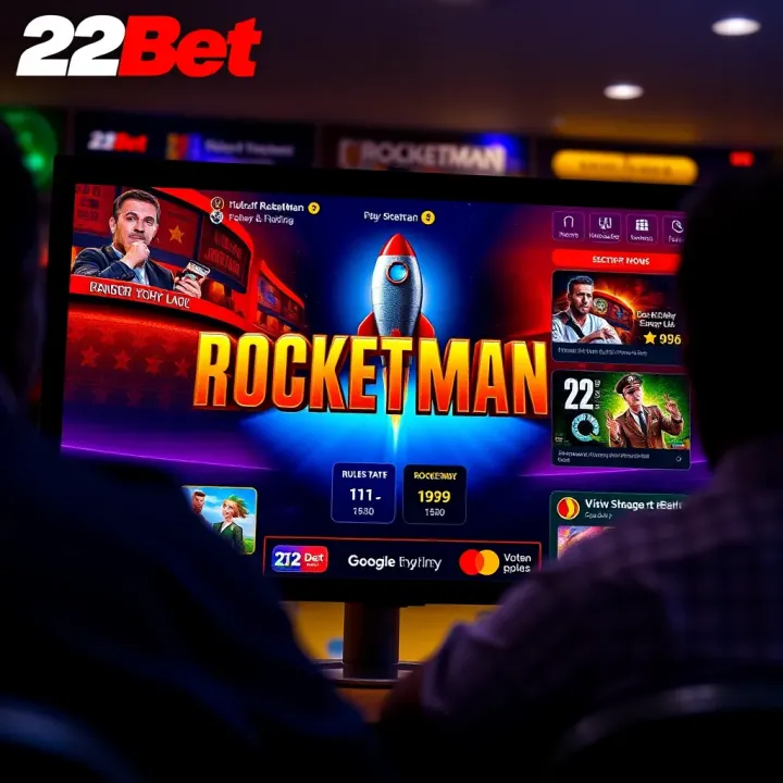 User interface showing the main screen of the Rocketman game on 22Bet platform